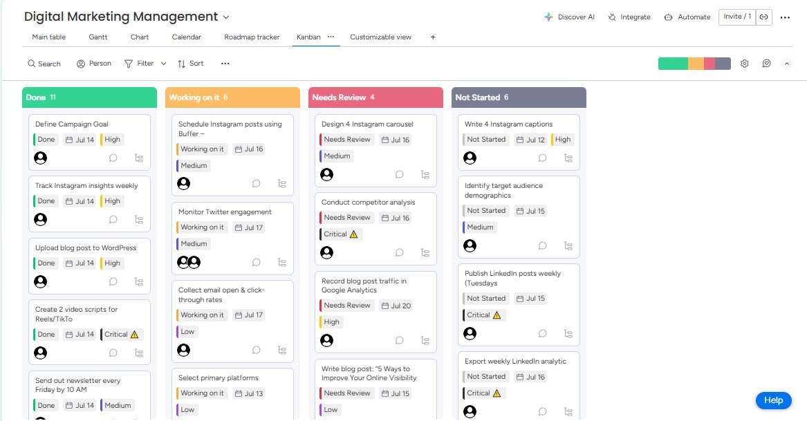 ruqayyahib's tweet image. It&apos;s Monday and I planned some tasks with Monday.com #Day 14 #buildinpublic #virtualassistant