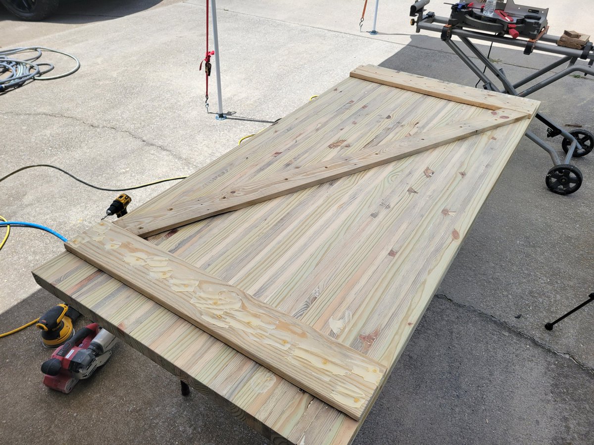 Invader_John's tweet image. New project in the works. Building a barn door style front door. #woodwork