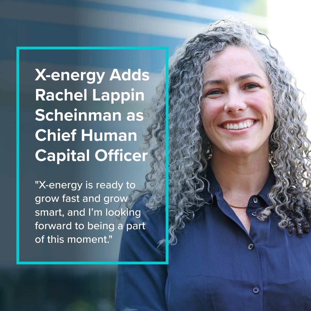 xenergynuclear's tweet image. Please join us in welcoming Rachel Lappin Scheinman as X-energy’s new Chief Human Capital Officer. With a proven track record in HR leadership, Rachel will drive our talent and culture strategy as we scale operations and advance the future of nuclear energy.
Learn more:…