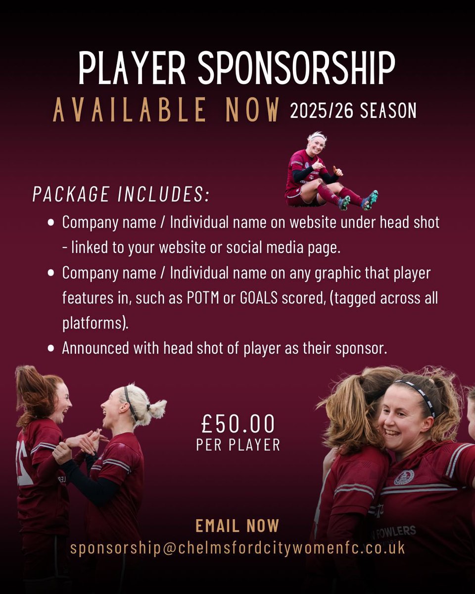 PLAYER SPONSORSHIP is open: if you’re interested in supporting one of our players, get in touch. 
The sponsor money helps us as a club to keep running and providing an opportunity to the players of today and the future players. 
We’d love to have you on board! 
#football #sponsor