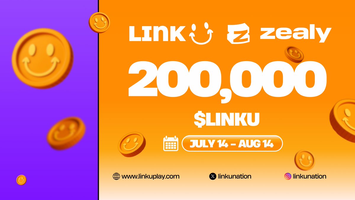 LinkUNation's tweet image. 📣 LinkU x @zealy_io Campaign is Now Live!
Are you prepared to embrace a fresh challenge?
Quest to Win is officially open from July 14 to August 14—your chance to complete tasks, climb the leaderboard, and earn your share of an exciting prize pool of 200,000 $LINKU waiting at…