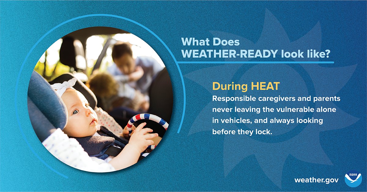 What does being Weather-Ready look like? When it comes to vehicle heat safety, it means caregivers and parents setting reminders and always looking before they lock. Learn more heat safety and preparedness tips at weather.gov/safety/heat
