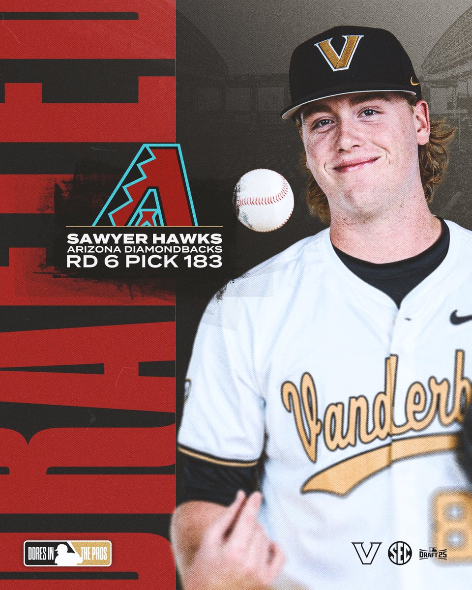 VandyBoys's tweet photo. Headed to the desert!

With the 183rd pick in the draft, the Arizona Diamondbacks select Sawyer Hawks! https://t.co/PXHepCKcjo