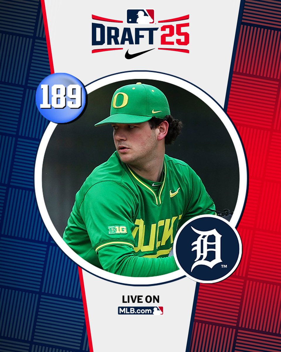 MLB Draft (@mlbdraft) on Twitter photo With their 6thโround pick (No.โฏ189 overall), the @Tigers select <a href="/OregonBaseball/">Oregon Duck Baseball</a> left-handed pitcher Grayson Grinsell, No. 190 on the Top 250 Draft Prospects list.
Watch LIVE: atmlb.com/4646N4t With their 6thโround pick (No.โฏ189 overall), the @Tigers select <a href="/OregonBaseball/">Oregon Duck Baseball</a> left-handed pitcher Grayson Grinsell, No. 190 on the Top 250 Draft Prospects list.
Watch LIVE: atmlb.com/4646N4t