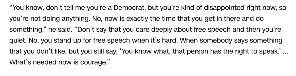 Maybe Obama should take his own advice. This man handed the country off to a fascist and then disappeared only periodically reappearing to kneecap the left populist movement which could have actually defeated MAGA's movement and ideology.