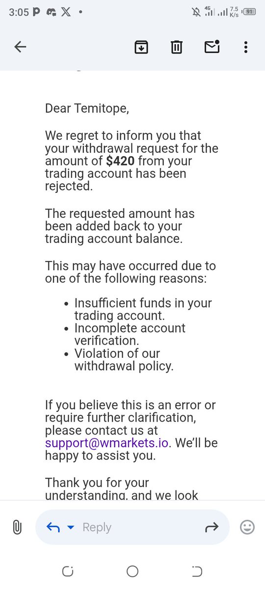forextician_'s tweet photo. @wmarketshq @IamDapo 
SCAMM 💯❌❌
How can I win a giveaway &amp; all you can do is to Scam me of my hard work profit I made on my account. I reached out to you &amp; no concrete reasons was given why I was denied my payout. All Info on Ur email were just Lies just to deny me my right https://t.co/VNCbzkbhTc