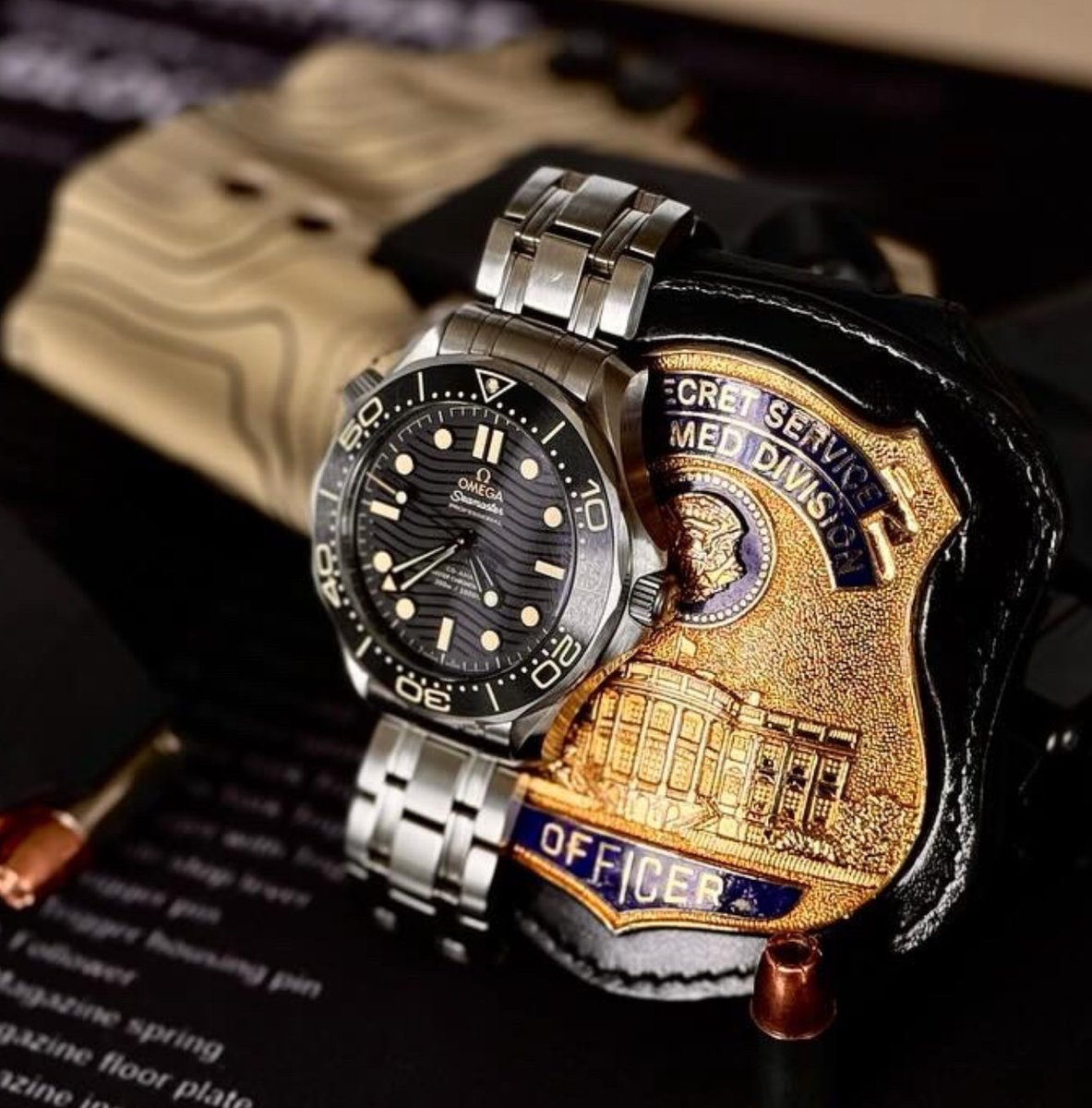 watchesofespion's tweet image. Secret Service Counter Assault Team- (CAT aka Hawkeye) Agent with a custom Omega Seamaster 300M “unit watch” on his wrist  @KidRock . (Slide 2 from different USSS).