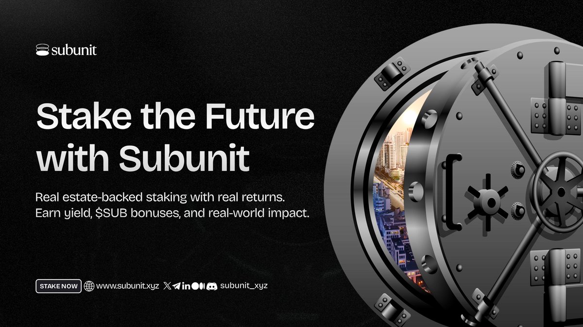 Not sure how staking into real estate works?

Here’s the simplified play:

1. Stake Any amount in USDC into our subvault
2. It funds real-world property via Subunit
3. You get yield in UNIT token
4. Plus $SUB token bonuses for first time stakers

Simple DeFi + RWA = Real rewards.