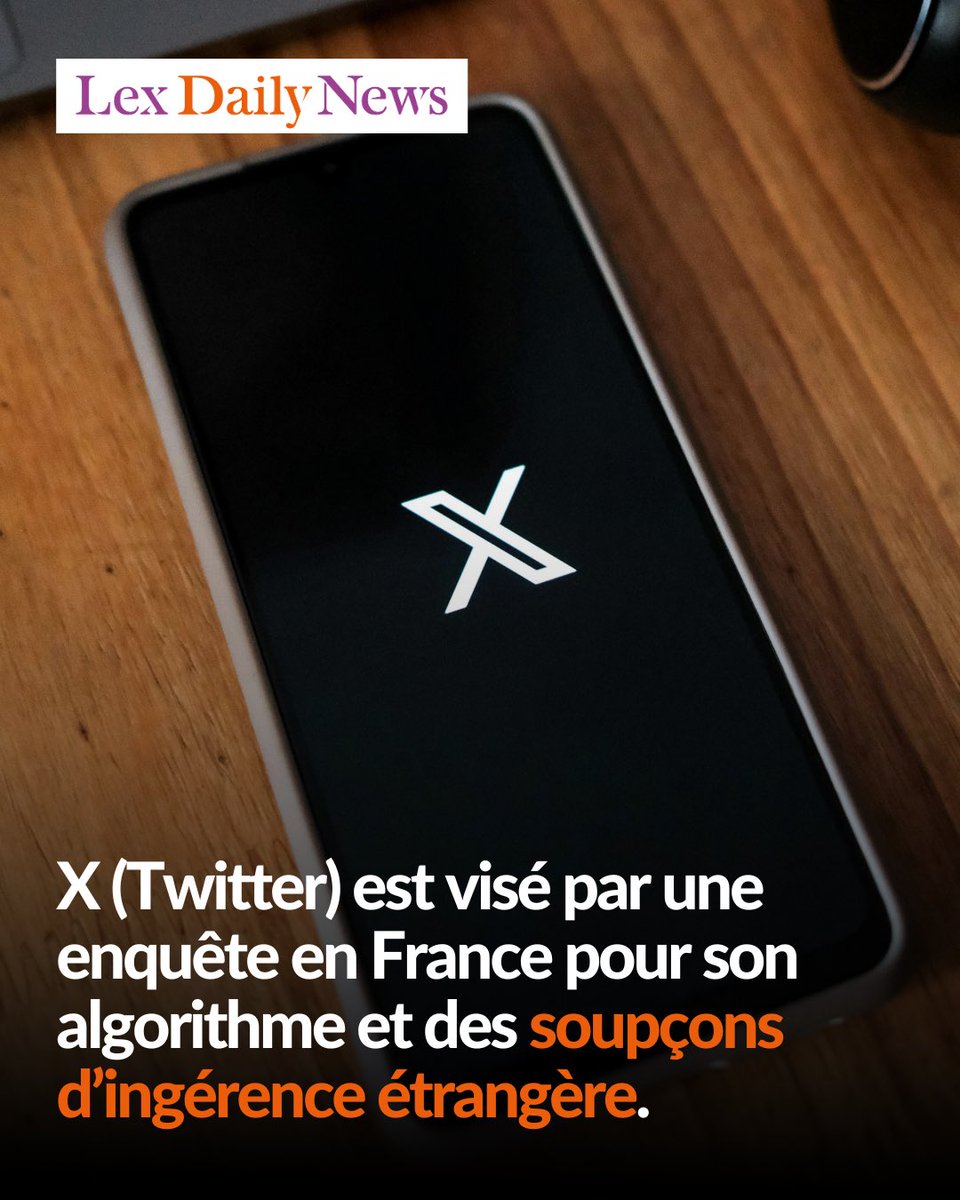 🚨NEWS : Le parquet de Paris a ouvert, le 9 juillet, une enquête confiée à la gendarmerie nationale visant X et ses dirigeants, suspectés d’avoir manipulé l'algorithme du réseau social dans le but d’ingérence étrangère.