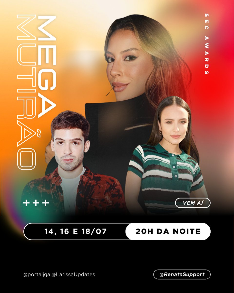 Support Renata Saldanha (@renatasupport) on Twitter photo HOJE TEM MEGA MUTIRÃO!
⏰️Às 20h
📍Perfil do <a href="/portaljga/">Portal João Guilherme</a>
✅️ <a href="/secawards/">SEC Awards</a>
#JoaoGuilherme #MelhorAtoremSerieAdolescente #LarissaManoela #MelhorAtrizemSerieAdolescente #DeVoltaaos15 #MelhorSerieAdolescente #RenataSaldanha #EstrelaEmRealityShowCompeticao #CrushDoAno #SECAwards HOJE TEM MEGA MUTIRÃO!
⏰️Às 20h
📍Perfil do <a href="/portaljga/">Portal João Guilherme</a>
✅️ <a href="/secawards/">SEC Awards</a>
#JoaoGuilherme #MelhorAtoremSerieAdolescente #LarissaManoela #MelhorAtrizemSerieAdolescente #DeVoltaaos15 #MelhorSerieAdolescente #RenataSaldanha #EstrelaEmRealityShowCompeticao #CrushDoAno #SECAwards