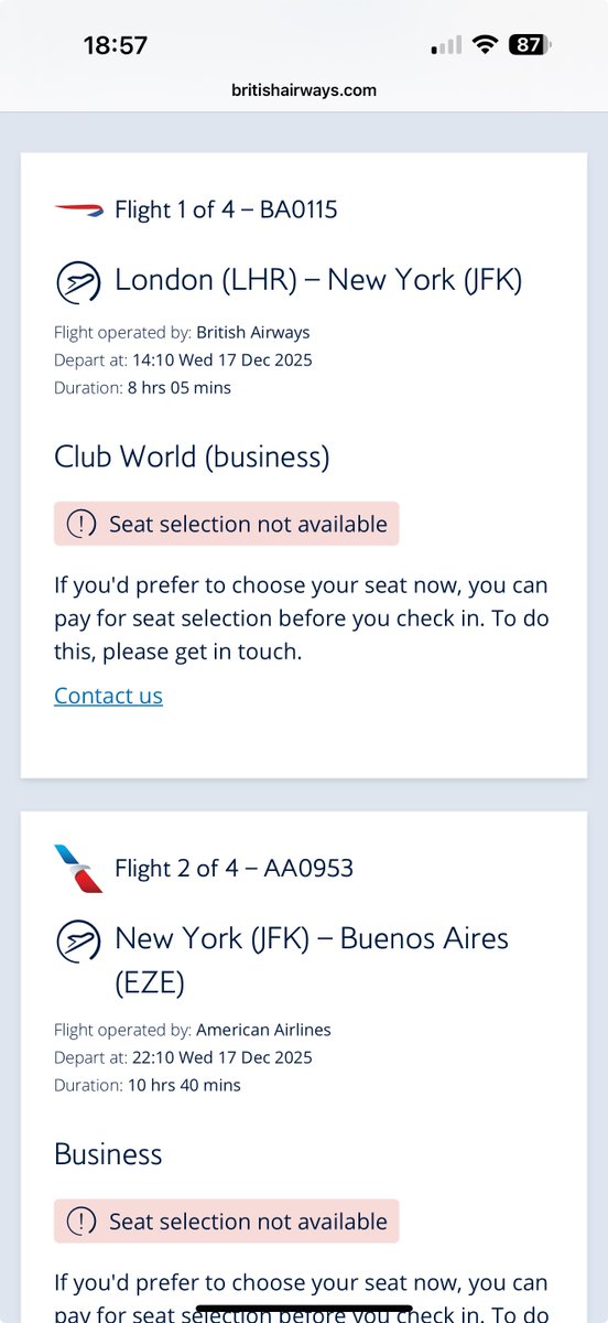 Melissa Riggs (@riggsysoprano) on Twitter photo โฆ<a href="/British_Airways/">British Airways</a>โฉ โฆ<a href="/AmericanAir/">americanair</a>โฉ as gold and silver One World members, why canโt my husband nor I choose a seat for all 4 flights operated between you both? โฆ<a href="/British_Airways/">British Airways</a>โฉ โฆ<a href="/AmericanAir/">americanair</a>โฉ as gold and silver One World members, why canโt my husband nor I choose a seat for all 4 flights operated between you both?