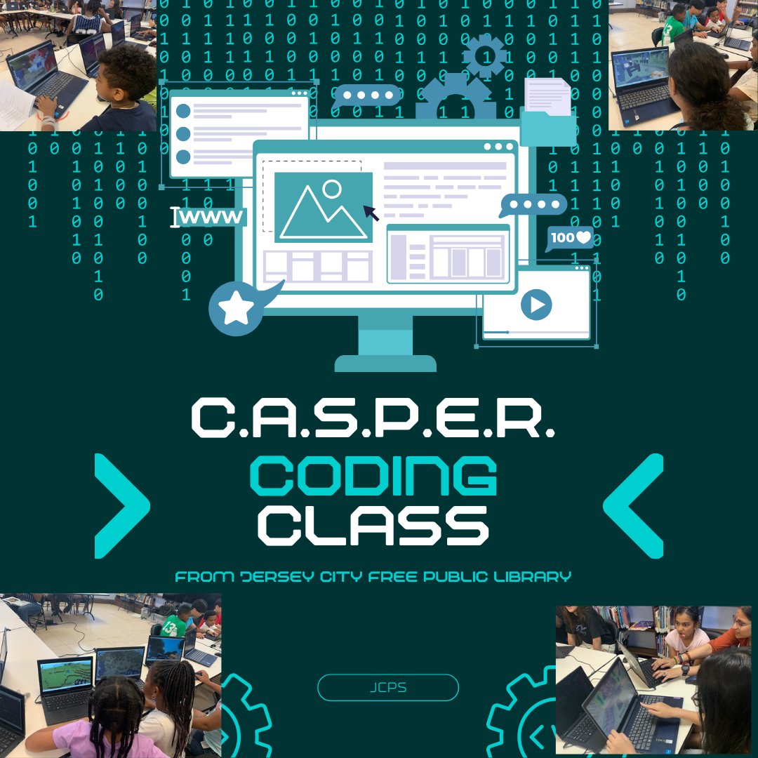 JCSLife_PersSer's tweet image. Future tech wizards in the making! 💻✨ C.A.S.P.E.R. campers are coding their way through summer with help from the Jersey City Free Public Library. Watch out world—these kids are one click away from brilliance! #CASPERCoding #FutureProgrammers #JCPS #TechTime