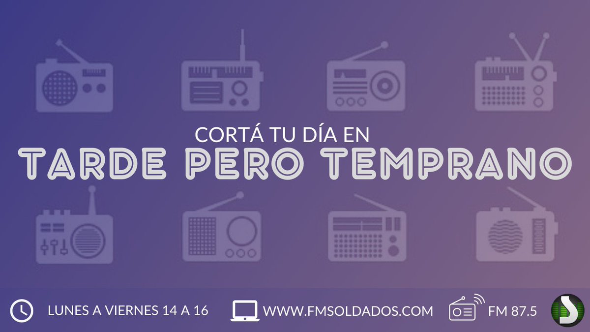 🎙️Ya está al aire <a href="/AgosIncollingo/">Agostina</a> en Tarde pero temprano, hasta las 16 ⬇️

📻 FM 87.5
🖥️ fmsoldados.com