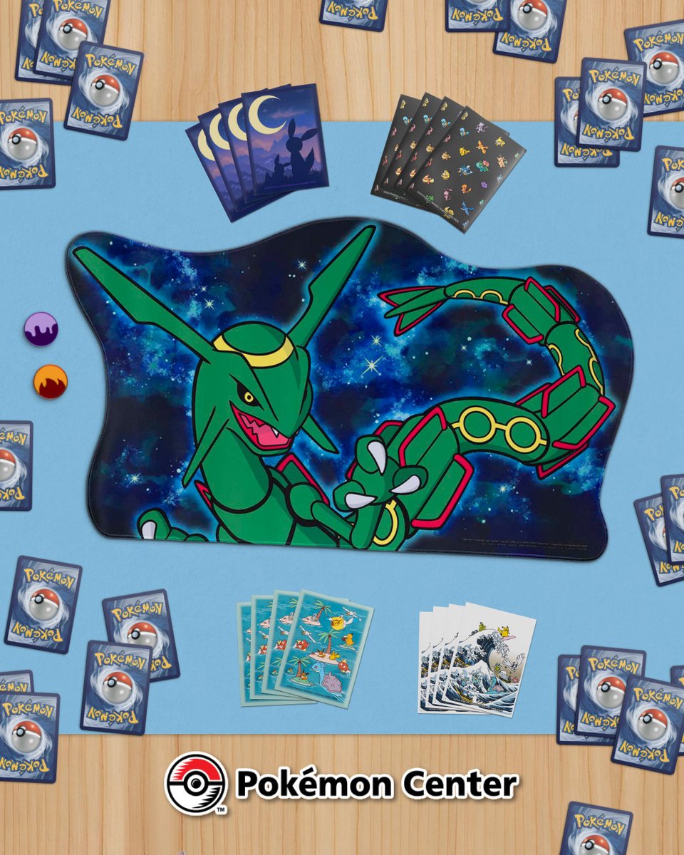 PokemonTCG's tweet image. Check out the newest TCG accessories featuring some of your favorite Pokémon and Trainers in the form of playmats, deck boxes, card sleeves, and more! Which design do you like the most? 💫
Available now from Pokémon Center 🔗pkmn.news/465HA9V