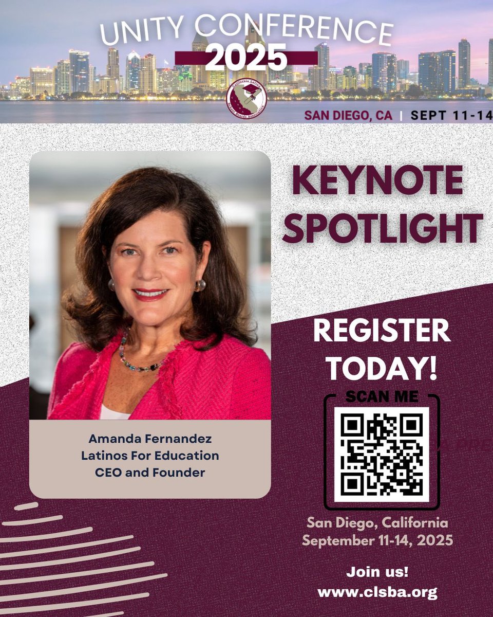 Our CEO &amp; Founder, <a href="/AmanFernan24/">Amanda Fernandez</a>, is joining <a href="/CLSBA/">CLSBA</a> #UnityConference2025 as a keynote speaker!

Her message, rooted in purpose, representation, and unity, will inspire connection and action.
📍 San Diego | 📅 Sept 11–14
🔗 Register: hubs.la/Q03x4hzV0