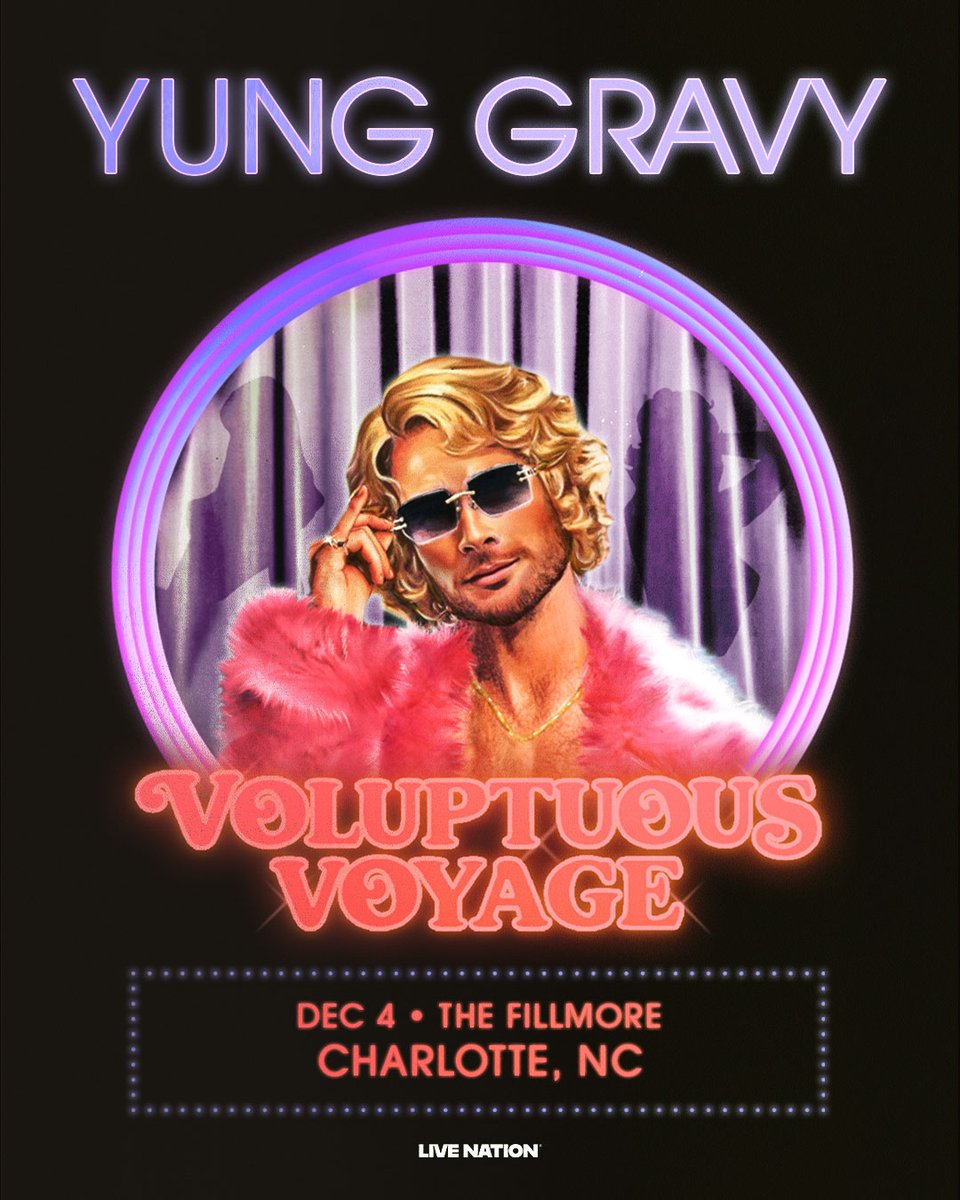 JUST ANNOUNCED!! @YungGravy: Voluptuous Voyage at The Fillmore on 12/4! 💜 🩷 

LN Presale 
Wed. 7/16 12 pm | Code: LIGHTS

On Sale 
Fri. 7/18 10 am | bit.ly/4eQ5h8j