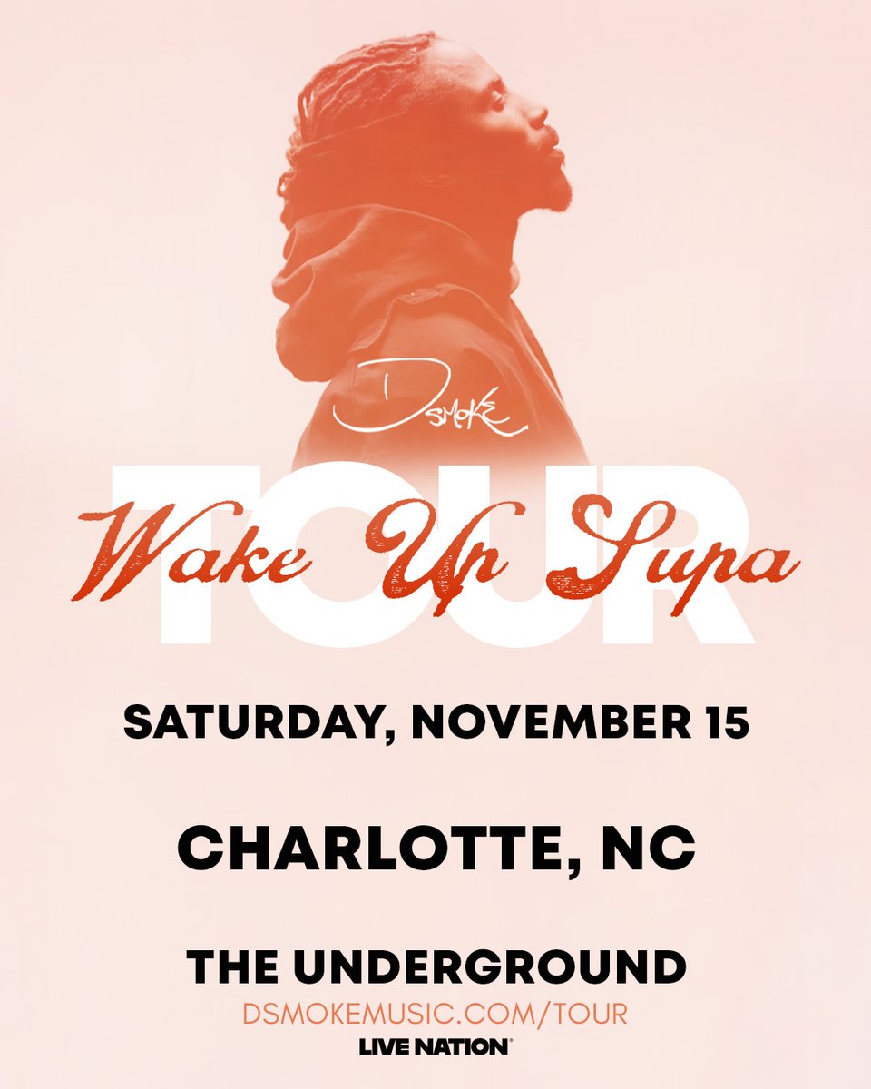 D Smoke (@dsmoke7): Wake Up Supa Tour at The Underground on Saturday 11/15!

LN Presale 
Wed. 7/16 10 am | Code: LIGHTS

On Sale 
Fri. 7/18 10 am | bit.ly/4lp68PL