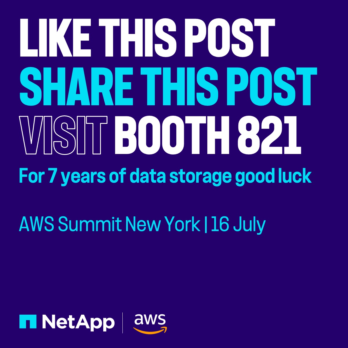 NetApp's tweet image. Attention, data wizards! Join us at Booth 821 during #AWSSummit New York to unlock data consistency, automate everything (YAY), and consolidate your enterprise data because complexity is very gross and un-slay 🤮 Come, nerd out with us: ntap.com/40KuVFK