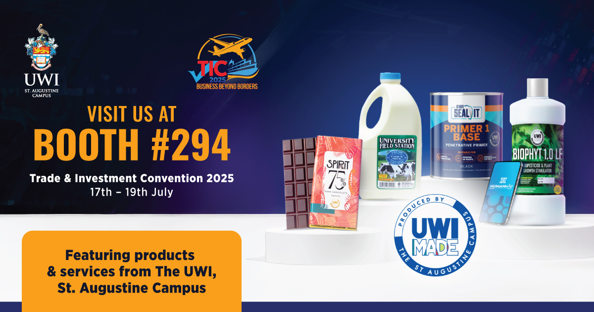 UWI is heading to #TIC2025! Catch us at Booth 294 from July 17–19 at the Centre of Excellence, Macoya.

🗓️July 19th is open to the public. Register here: [ttma.com/tic/consumers]

#UWIMade #UWIAtTIC #TIC2025 #SupportLocal #CaribbeanInnovation