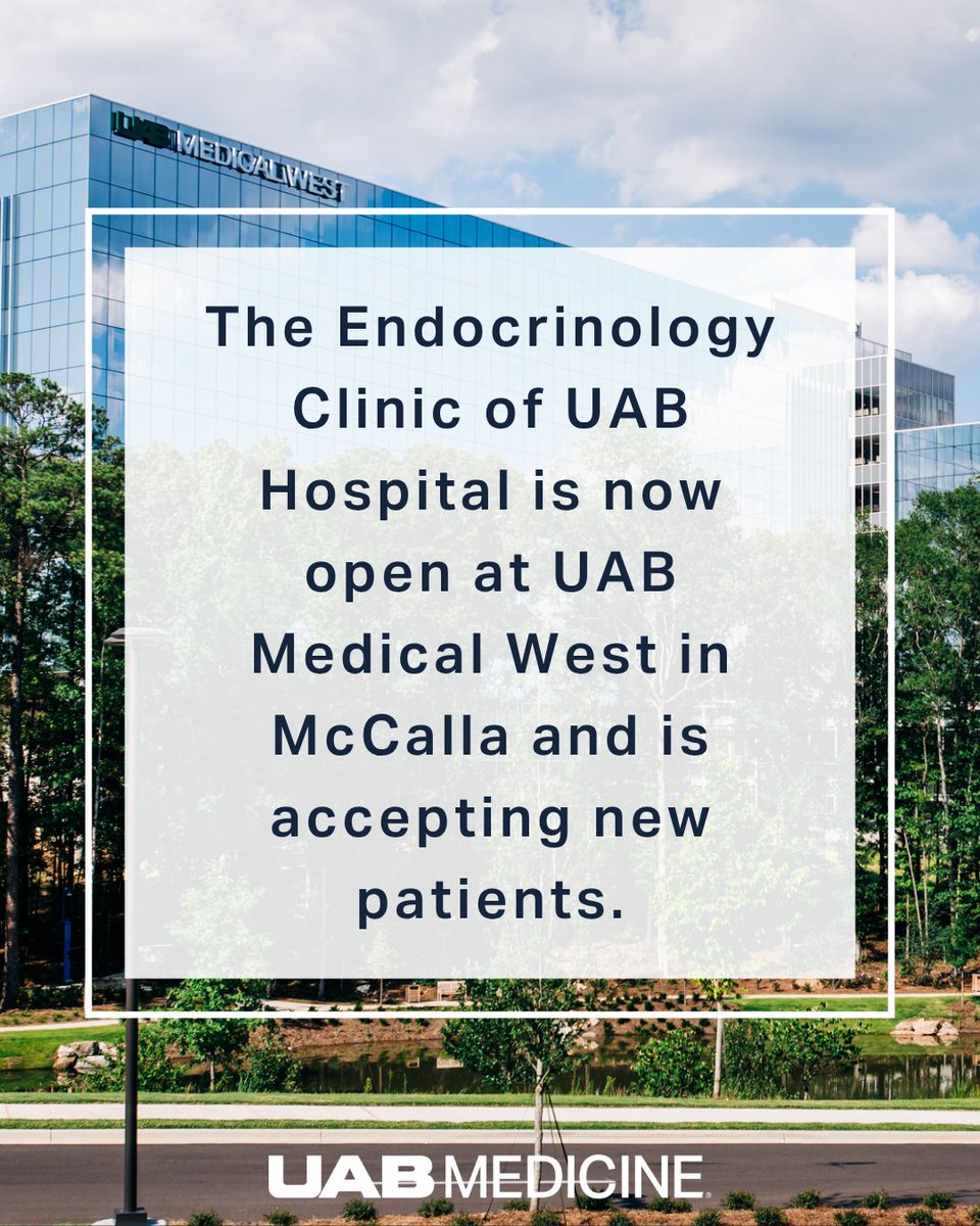 The Endocrinology Clinic of UAB Hospital at UAB Medical West is now open in McCalla and accepting new patients. We offer complete diabetes management, plus care for thyroid issues, adrenal disease, pituitary dysfunction, and more.
🔗 brnw.ch/21wU8te