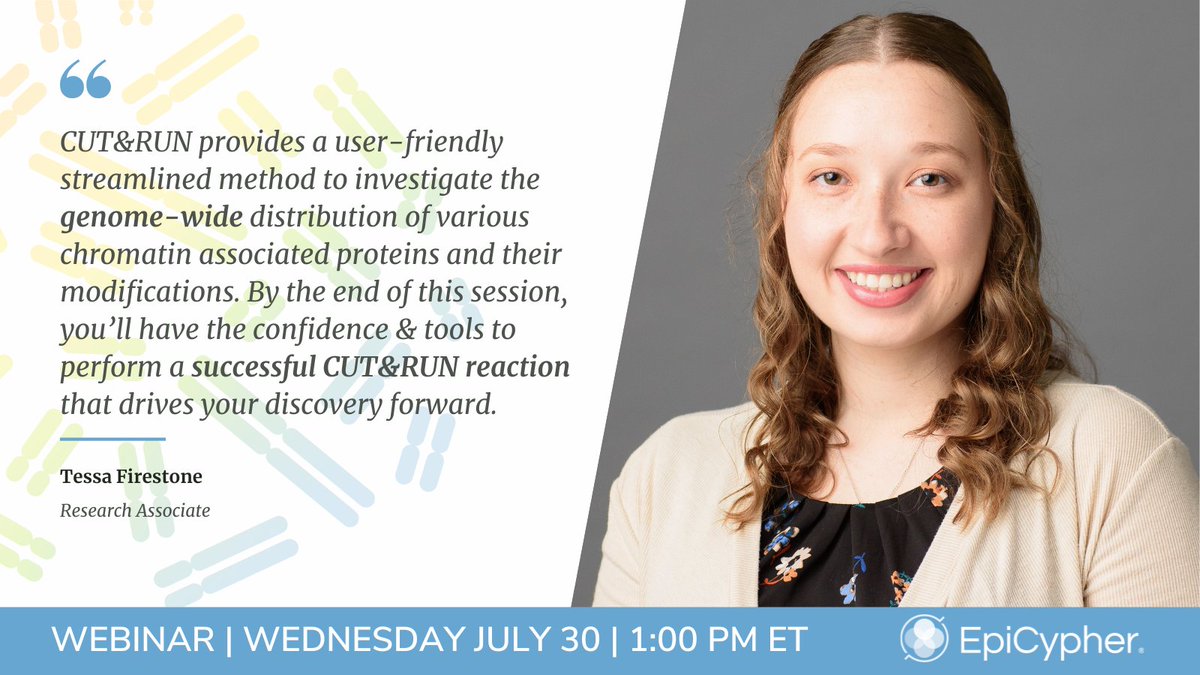 epicypher's tweet image. CUT&RUN demystified 🧬
Join us July 30 for a practical webinar with EpiCypher’s Tessa Firestone. Learn how to design, run & troubleshoot CUT&RUN like a pro.
🔗 Save your seat: app.livestorm.co/epicypher/unlo…
#Epigenetics #CUTandRUN
