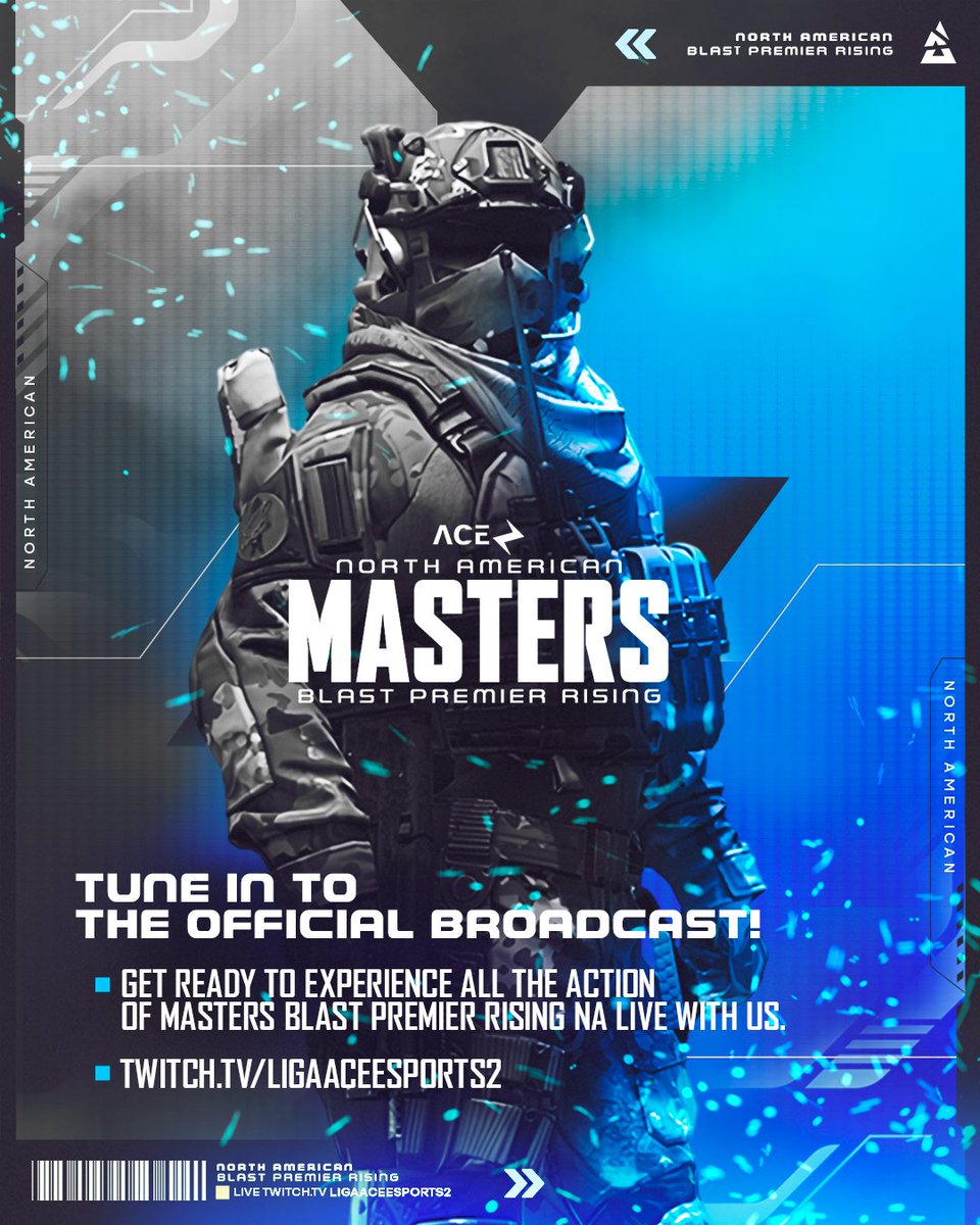 ⚡Get ready! The road to the Masters Blast Premier Rising is about to begin!

📝 Registration opens VERY soon ...

📺 Broadcast: August 1–3
SA twitch.tv/ligaaceesports 
NA twitch.tv/ligaaceesports2

#CS2