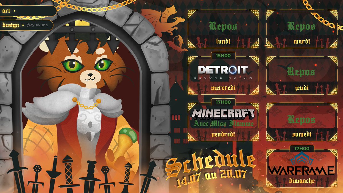 SeigneurEXZOR's tweet image. Salutation à tous !
Voici le planning de la semaine !
Jeudi : je serai en OFF dessin chez @Margauffre0v0
Vendredi : on reprend l'aventure Minecraft modé avec @MissFlamme11 Fait tellement longtemps !
Des bisous à tous !
Planning fait par ryuuna_vt
#vtuber #planning