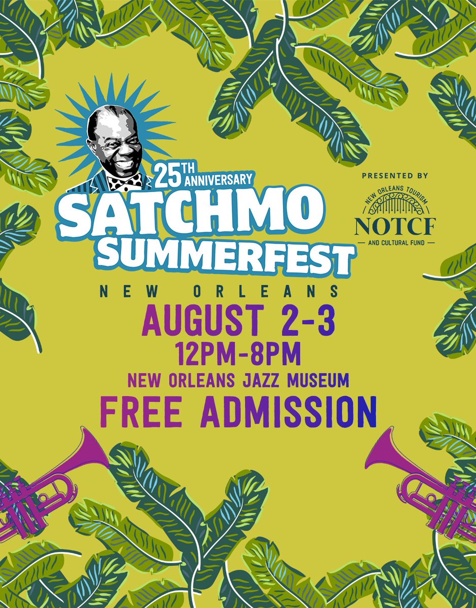 FQFestNOLA's tweet image. We’ve come a long way from Jane Alley.
Satchmo Summerfest presented by NOTCF returns for its 25th year, honoring New Orleans’ most iconic son.
📅 Save the date: August 2–3, 2025