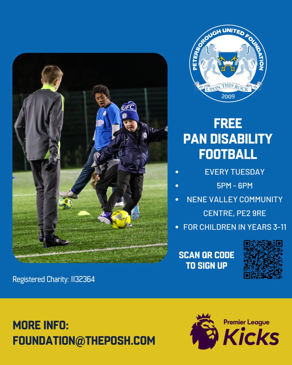 Peterborough United Foundation (@poshfoundation) on Twitter photo ✨ Our FREE PAN Disability Football sessions continue tomorrow, 5pm - 6pm at Nene Valley Community Centre!
📧 Foundation@theposh.com to sign up!
#PLKicks | #pufc ✨ Our FREE PAN Disability Football sessions continue tomorrow, 5pm - 6pm at Nene Valley Community Centre!
📧 Foundation@theposh.com to sign up!
#PLKicks | #pufc