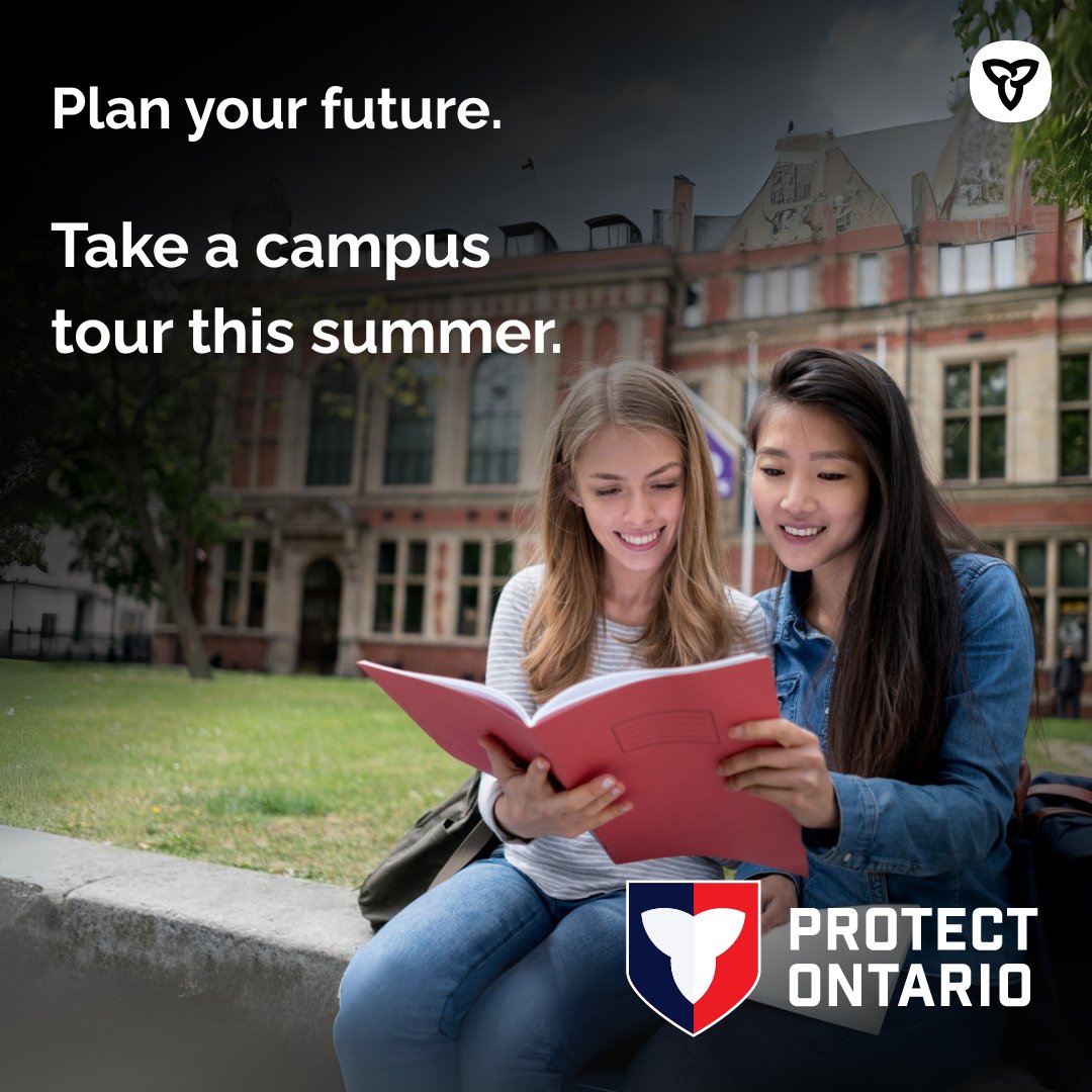ONtrainandstudy's tweet image. Thinking about your postsecondary options?
Campus tours are happening across Ontario this summer.
They’re a great way to plan your next steps:
✅ Explore classrooms and student spaces
✅ Ask questions and meet staff
✅ Get a feel for campus life
Find tour dates and register!