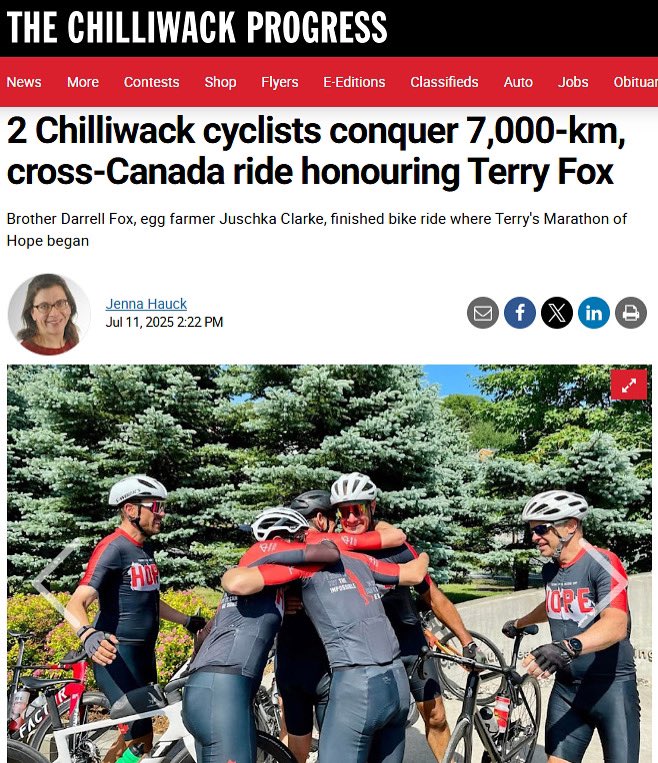 Mark Strahl (@markstrahl) on Twitter photo Huge congratulations to Darrell Fox, Juschka Clarke, and the National Ride of Hope team for cycling 7,000 km, raising $1.1M for the Terry Fox Foundation! Huge congratulations to Darrell Fox, Juschka Clarke, and the National Ride of Hope team for cycling 7,000 km, raising $1.1M for the Terry Fox Foundation!