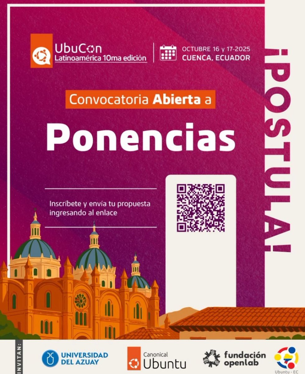 🎤 ¿Tienes algo que compartir con la comunidad del software libre?
¡Esta es tu oportunidad! 🙌

Abrimos la convocatoria oficial de ponencias para Ubucon LATAM 2025.  
¡Incribete hoy!