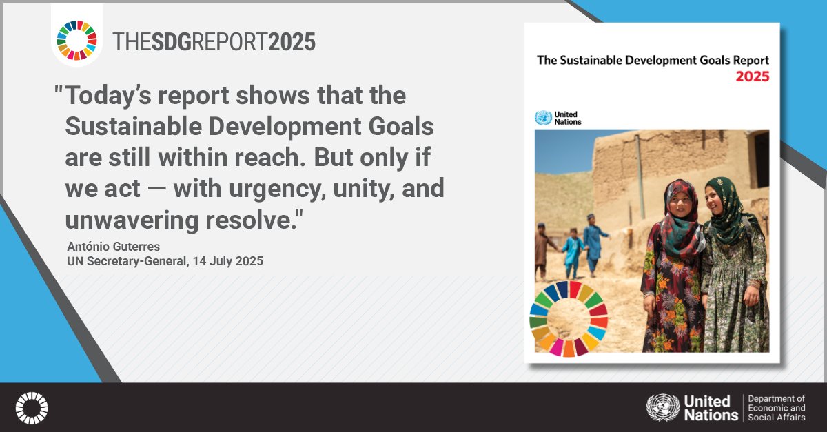 GlobalGoalsUN's tweet image. "Today’s report shows that the Sustainable Development Goals are still within reach. But only if we act — with urgency, unity, and unwavering resolve." @UN Chief @antonioguterres at today's #SDGreport launch.
Read the full report ➡️ unstats.un.org/sdgs/report/20…
#GlobalGoals