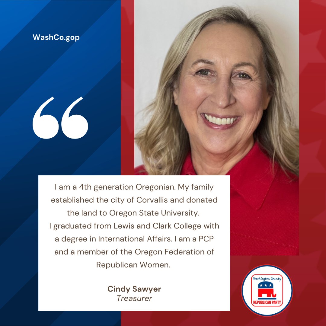 WashCo_OR's tweet image. Get to know your Washington County GOP leadership team!
@BentonGOP_OR @ClackCoGOP @DeschRepub @dc_republican @hrcgop @LaneOregon @marioncogop @YCRPOfficial @Oregon_GOP @oregon_yr @oregoncatalyst @Salem_Statesman @oregoncitizen_ @OregonHouseGOP @ORSenateGOP @RightsParents…