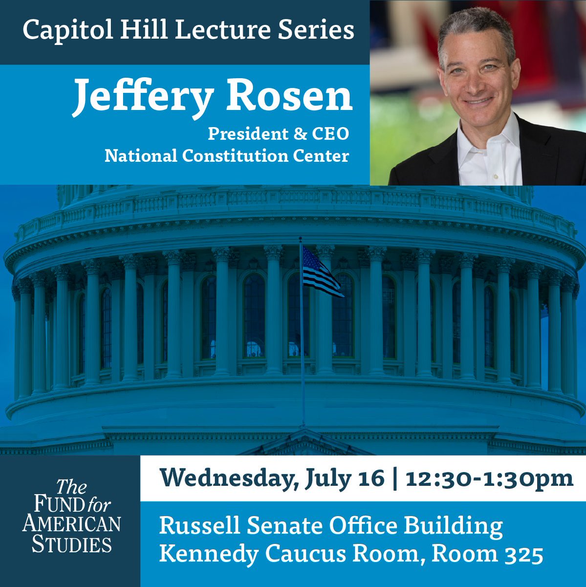TFASorg's tweet image. TFAS and @SenRandPaul are excited to welcome @RosenJeffrey, president and CEO of @ConstitutionCtr, for a powerful lecture on “Constitution 101.” All D.C. interns are invited to attend!
👉 TFAS.org/CHLS25