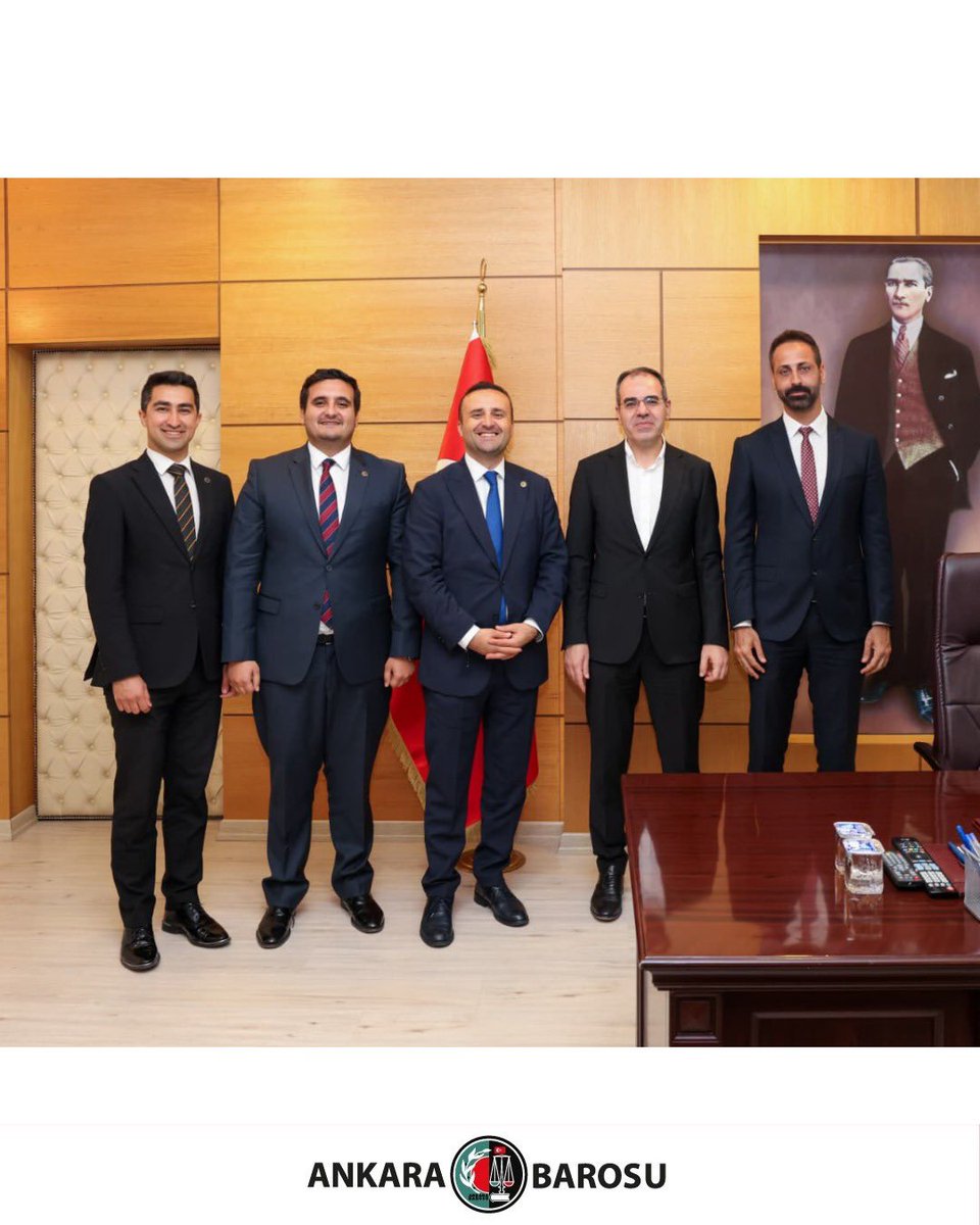 Ankara Barosu Başkanı Av. Mustafa Köroğlu ile Yönetim Kurulu üyeleri Av. Ömer Ata, Av. Enver Başar Akdoğan ve Av. İsmail Can Çakır, Ankara Batı Cumhuriyet Başsavcısı Sayın Burhan Bölükbaşı’na ve Ankara Batı Adli Yargı Adalet Komisyonu Başkanı Sayın Aydın Aksu’ya ziyaret