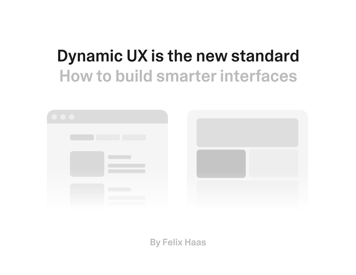 felixhhaas's tweet image. 𝗗𝘆𝗻𝗮𝗺𝗶𝗰 𝗨𝗫 𝗶𝘀 𝘁𝗵𝗲 𝗻𝗲𝘄 𝘀𝘁𝗮𝗻𝗱𝗮𝗿𝗱 🔥
In my last post, I said: Invisible UX is coming.
While that holds true, here’s what most people missed:
Invisible UX doesn’t mean no interface.
It means no friction.
The best interfaces today don’t look smart.
They…