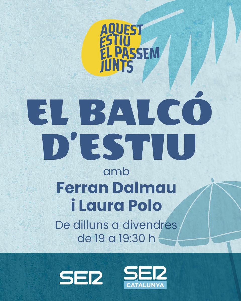 ⛱️🌴📻🕶️ A les tardes obrim El Balcó d'Estiu amb el Ferran Dalmau i la Laura Polo.

Escolta el <a href="/BalcoSERCAT/">El Balcó</a> de dilluns a divendres de 19 a 19:30 h.