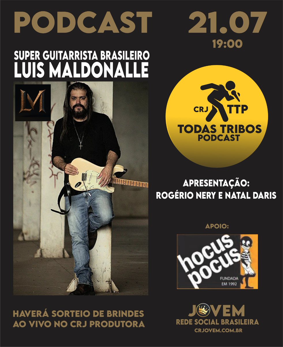 Segunda dia 21 às 19 horas. Podcast todas as tribos.