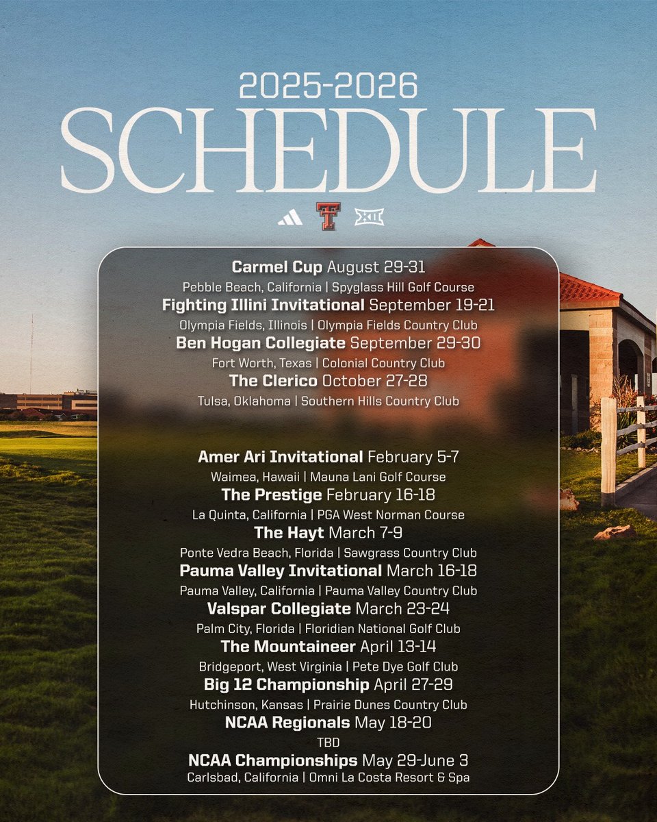 TexasTechMGolf's tweet image. The schedule is locked, and it’s loaded ✈️⛳️⚫️🔴
🔗 wreckem.co/4kznoAz