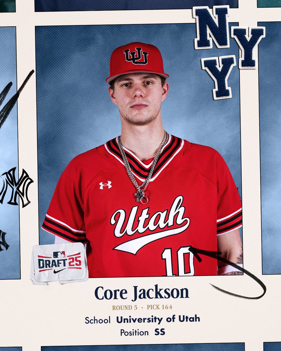 NYYPlayerDev's tweet image. Round 5 | Pick 164: The New York Yankees select SS Core Jackson out of Utah.
#MLBDraft