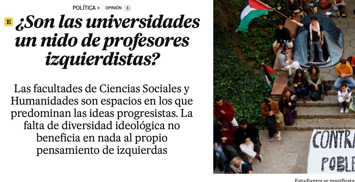 A mi me preocuparía más que en las unis haya filósofos que escriben en El País con una pieza basada en un estudio estadounidense random y dos ejemplos sesgadísimos.
Pero vamos, si así fuera, salte de Pompeu y ejerce en el IE, CEU, ICADE, UAX, Comillas y ya verás qué plural todo.