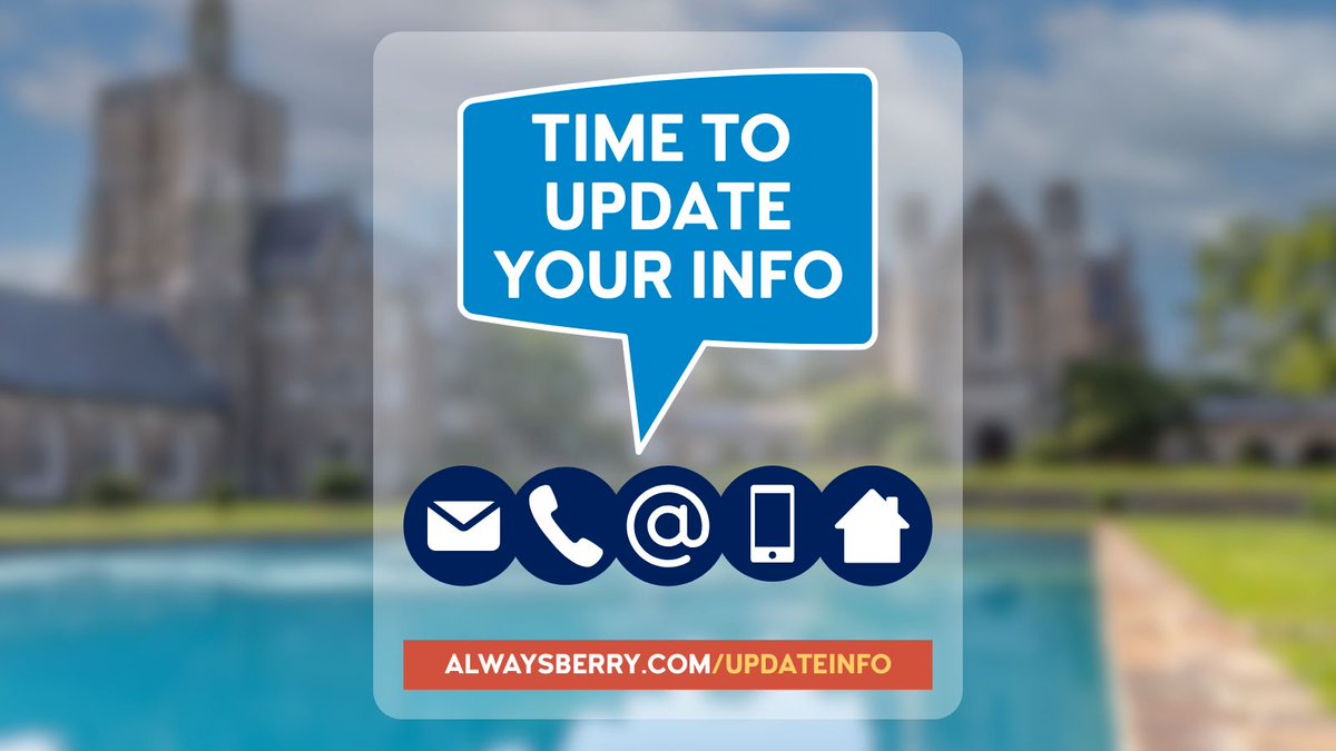 New address? New email? New phone number? Help us help you stay connected to Berry!

When you update your information, you'll ✅ get campus updates ✅ receive event invitations ✅ connect with fellow alumni ✅ receive Berry publications

alwaysberry.com/updateinfo