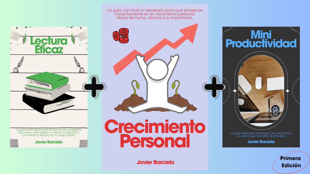 Crece_SinLimite's tweet photo. El crecimiento personal me ha cambiado la vida. 📈

Guía Crecimiento Personal ✅
+Guía Mini Productividad ✅
+Guía Lectura Eficaz ✅

Todo eso con este Ebook Todo En Uno (+75 pág.)

Disponible "48 Horas" GRATIS.
---------------------------
¿Lo quieres?
Requisitos:

-Dar me gusta ♥️
-Comentar "Ebook"
- Seguirme (para poder enviártelo al DM)

Empieza tu camino.💪
(Se agradecen RTs)