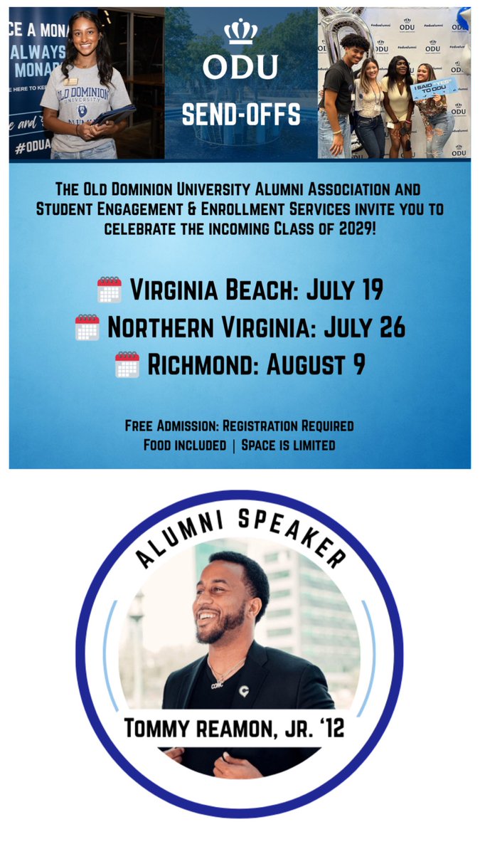 CoachReamon's tweet image. Excited to be invited as the honorary speaker for ODU’s incoming freshman class! 🦁💙 Full-circle moment to pour into the next generation of Monarchs. Let’s get it! #ODU #MonarchPride