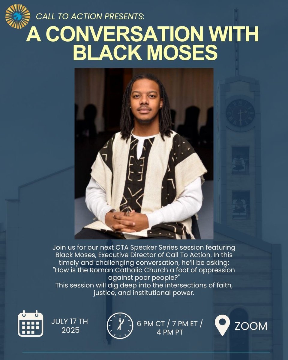 Join CTA for our next Speaker Series conversation with CTA ED Black Moses on Thursday, July 17th at 7pm Eastern/4pm pacific where he will ask the question: ""How is the Roman Catholic Church a foot of oppression against poor people?" Register at: tinyurl.com/CTABMconvo