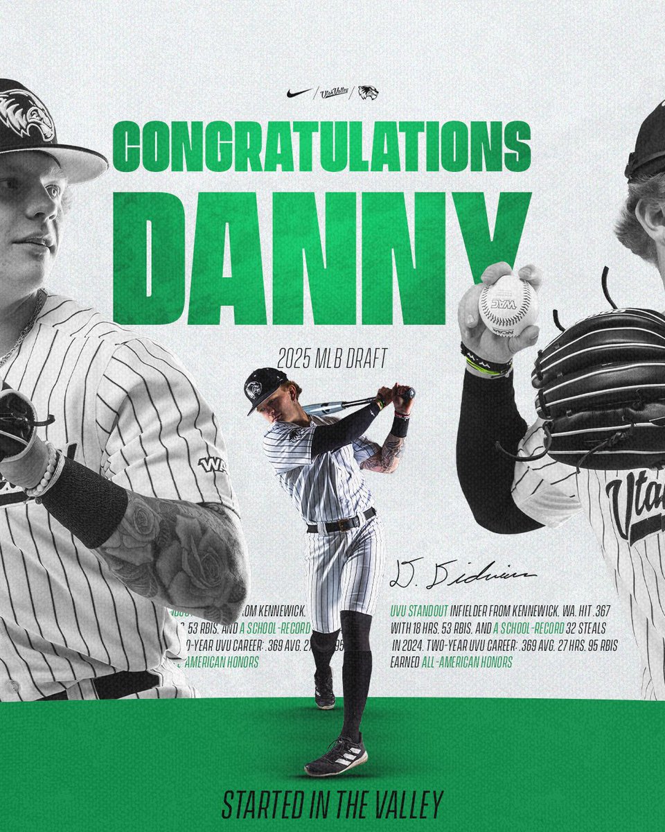 UVUbsb's tweet image. It All Started in the Valley! Congrats, Danny, on being selected in the 6th Round by the Brewers!
#GoUVU | #ValleyForged