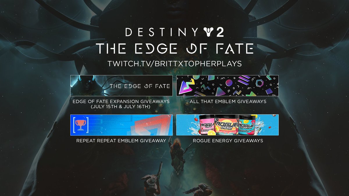 🌴Britt🌴🔜PAX East (@0hsnapitsbritt) on Twitter photo Tuesday & Wednesday evening <a href="/Topherexe/">Topher 🔜GCX Orlando</a> will be giving out Edge Of Fate Expansion codes & more, live on our channel <a href="/BxTplays/">🌴Britt & Topher🌵🔜GCX Orlando</a>!
Huge thanks to @bungie for providing us with giveaways!
#d2creator #destiny2creator #d2teof #gifted #sponsored <a href="/DestinyTheGame/">Destiny 2</a> Tuesday & Wednesday evening <a href="/Topherexe/">Topher 🔜GCX Orlando</a> will be giving out Edge Of Fate Expansion codes & more, live on our channel <a href="/BxTplays/">🌴Britt & Topher🌵🔜GCX Orlando</a>!
Huge thanks to @bungie for providing us with giveaways!
#d2creator #destiny2creator #d2teof #gifted #sponsored <a href="/DestinyTheGame/">Destiny 2</a>