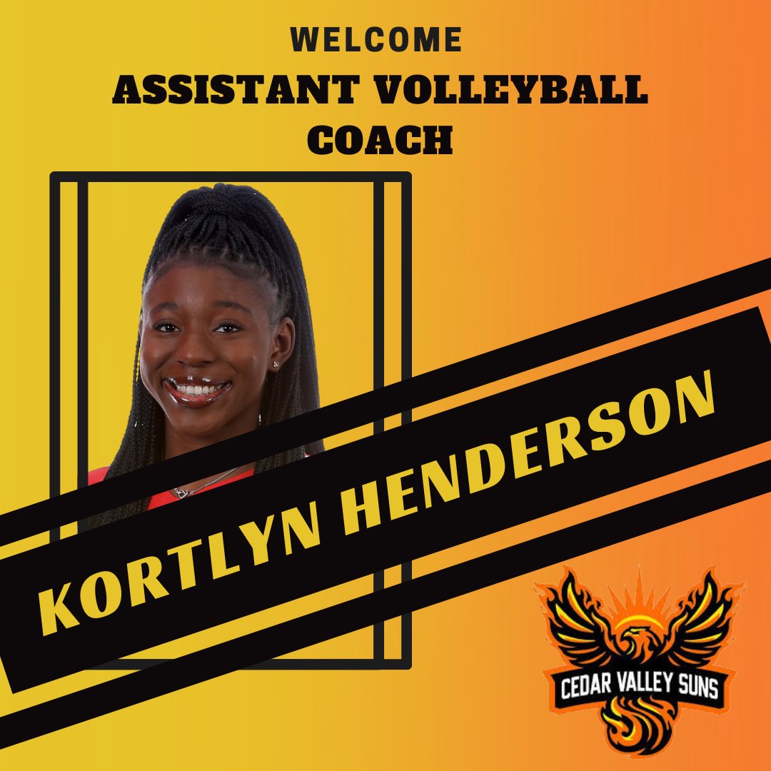 𝙄𝙏'𝙎 𝙊𝙁𝙁𝙄𝘾𝙄𝘼𝙇🤩✨| Cedar Valley Volleyball would like to welcome Assistant Coach, 𝙆𝙤𝙧𝙩𝙡𝙮𝙣 𝙃𝙚𝙣𝙙𝙚𝙧𝙨𝙤𝙣, to #SUNSNATION🧡💛🏐

#FAMILY #CVCVB #LadySuns