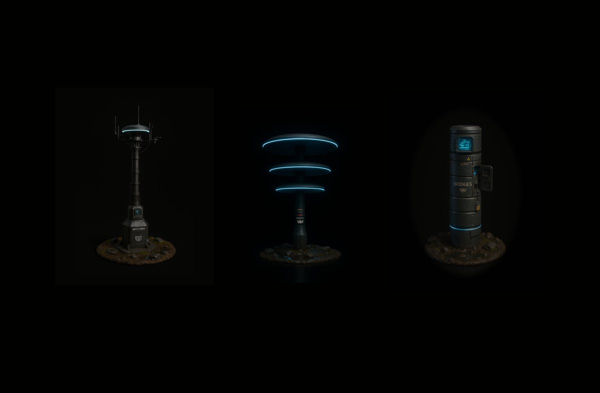aerdna_c's tweet image. Still completely blown away by Death Stranding. The brutalist FUI, the melancholic structures—worldbuilding at its finest.
I recreated a few, just for fun and learning. Nothing serious, just playing with style and inspiration.
If you’re into this kind of stuff, more coming soon.